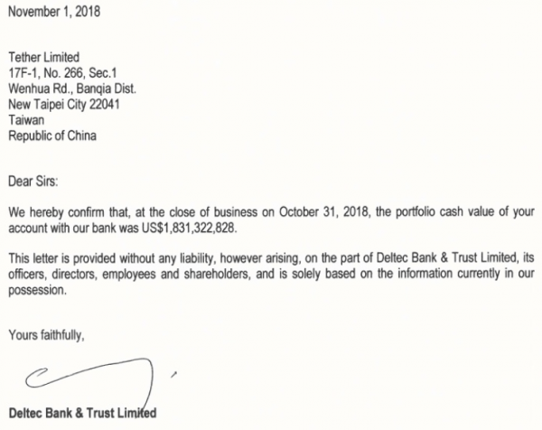 Глава багамского Deltec Bank заявил об аутентичности письма, подтверждающего платежеспособность Tether Ltd cryptowiki.ru