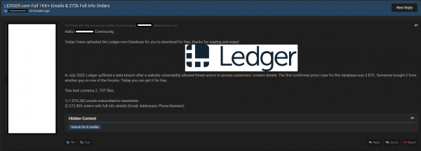 В открытом доступе оказалась база данных пользователей Ledger cryptowiki.ru