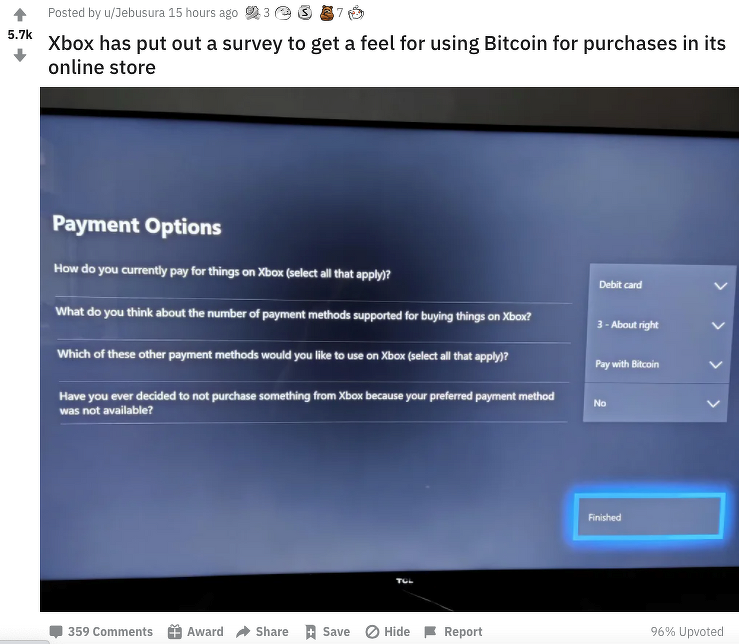 Microsoft может добавить поддержку платежей в BTC для интернет-магазина Xbox