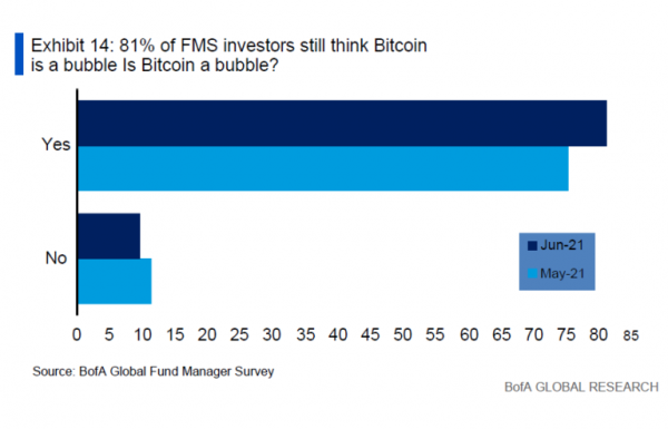 Bank of America: 81% фондовых управляющих ассоциируют биткоин с пузырем cryptowiki.ru